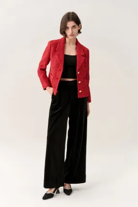 Checked Golden Button Notch Lapel Jacket