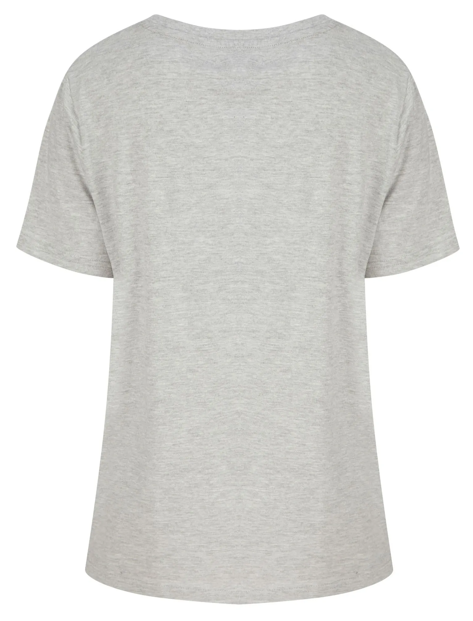 Double Dragon Motif Cotton T-Shirt with Foil Text in Light Grey Marl - Weekend Vibes