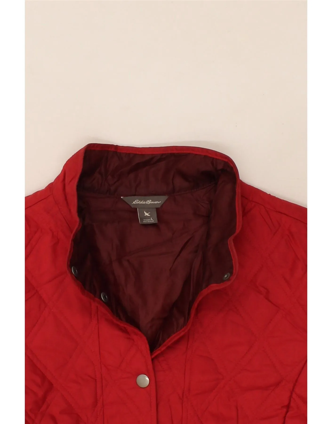 EDDIE BAUER Womens Quilted Overcoat UK 16 Large Red