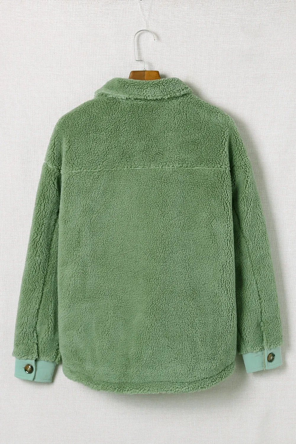 Flap Pocket Button Up Fleece Jacket