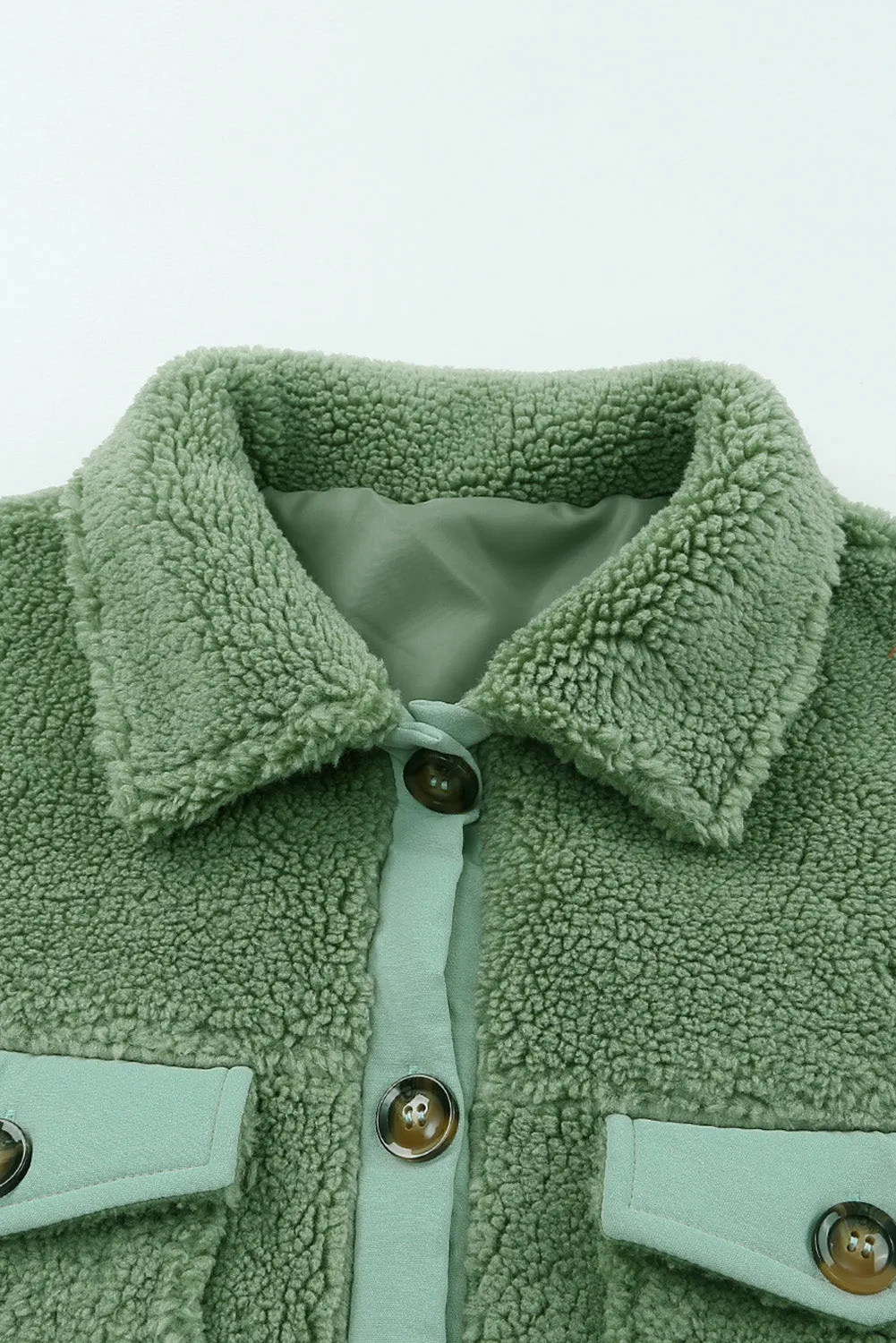 Flap Pocket Button Up Fleece Jacket