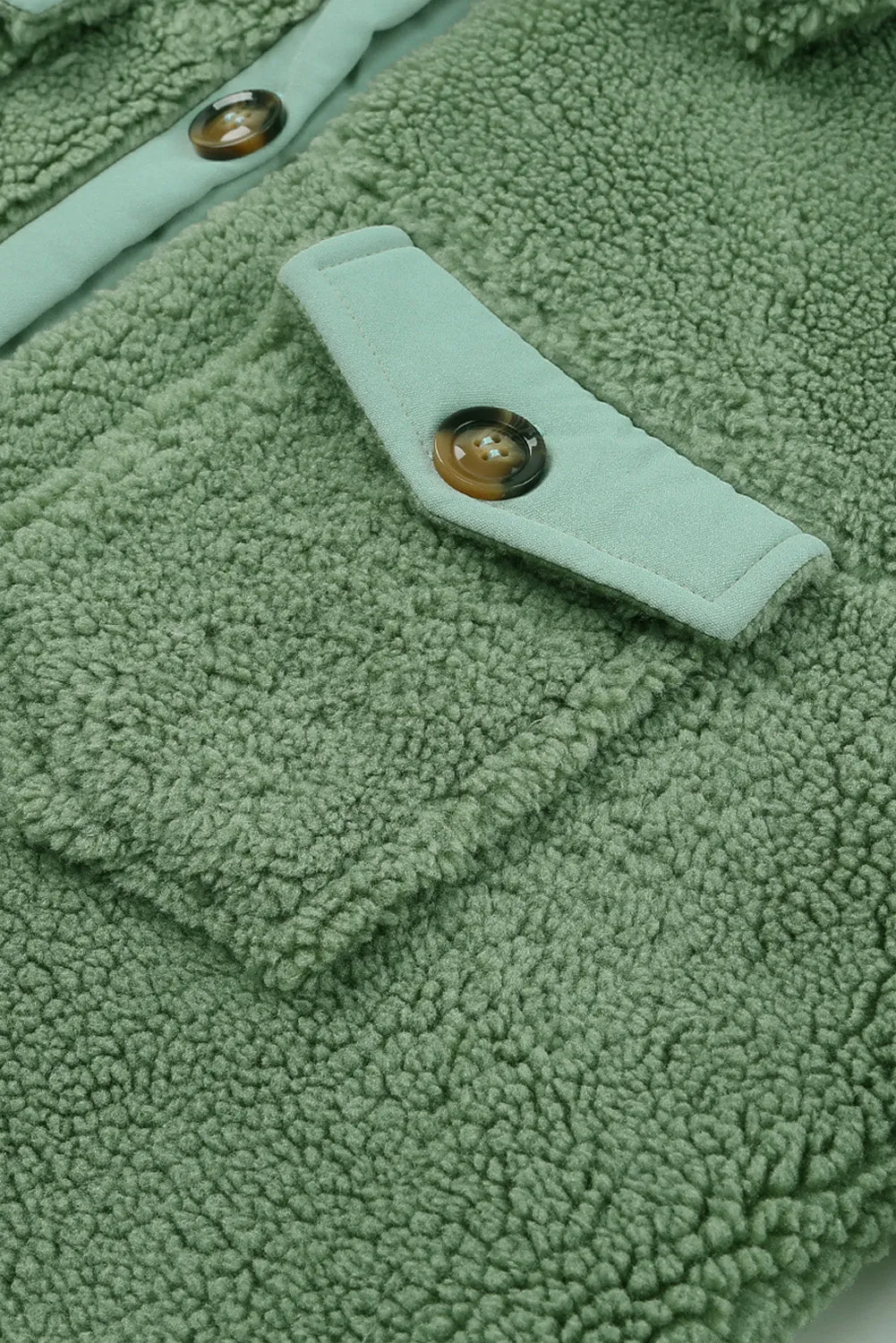 Flap Pocket Button Up Fleece Jacket
