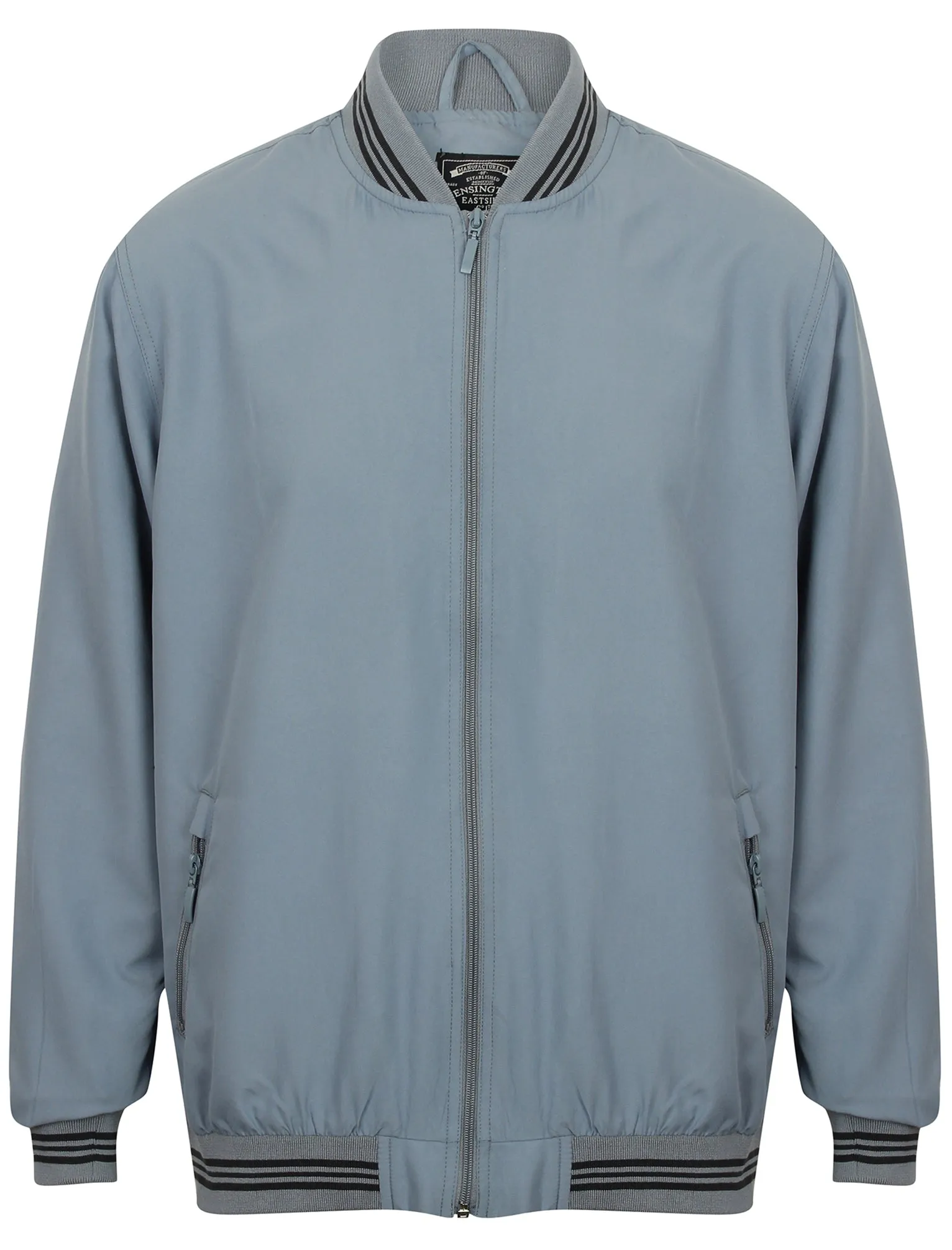 Frewin Striped Ribbed Detail Bomber Jacket in Airforce - Kensington Eastside