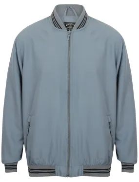 Frewin Striped Ribbed Detail Bomber Jacket in Airforce - Kensington Eastside