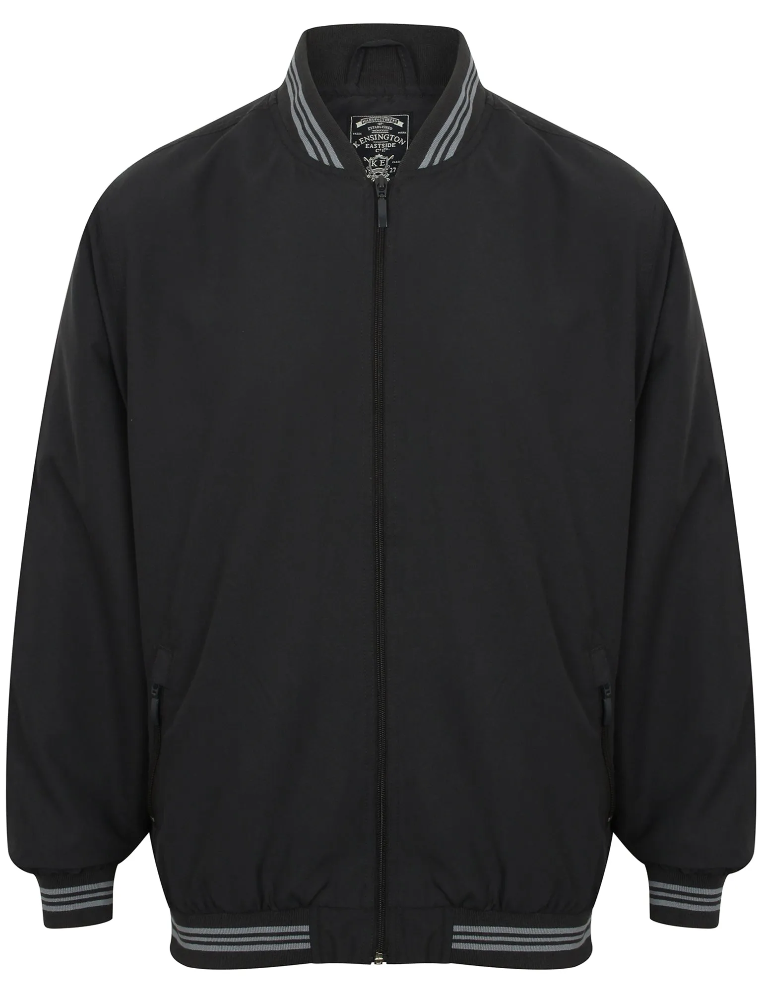 Frewin Striped Ribbed Detail Bomber Jacket in Navy - Kensington Eastside