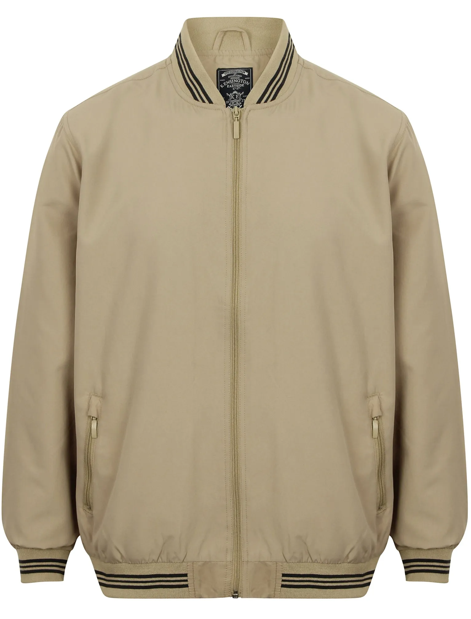 Frewin Striped Ribbed Detail Bomber Jacket in Stone - Kensington Eastside