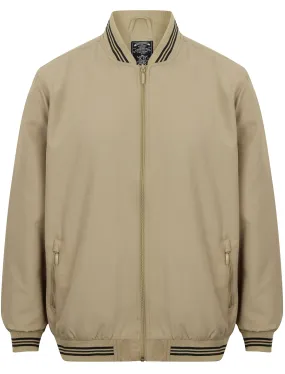 Frewin Striped Ribbed Detail Bomber Jacket in Stone - Kensington Eastside