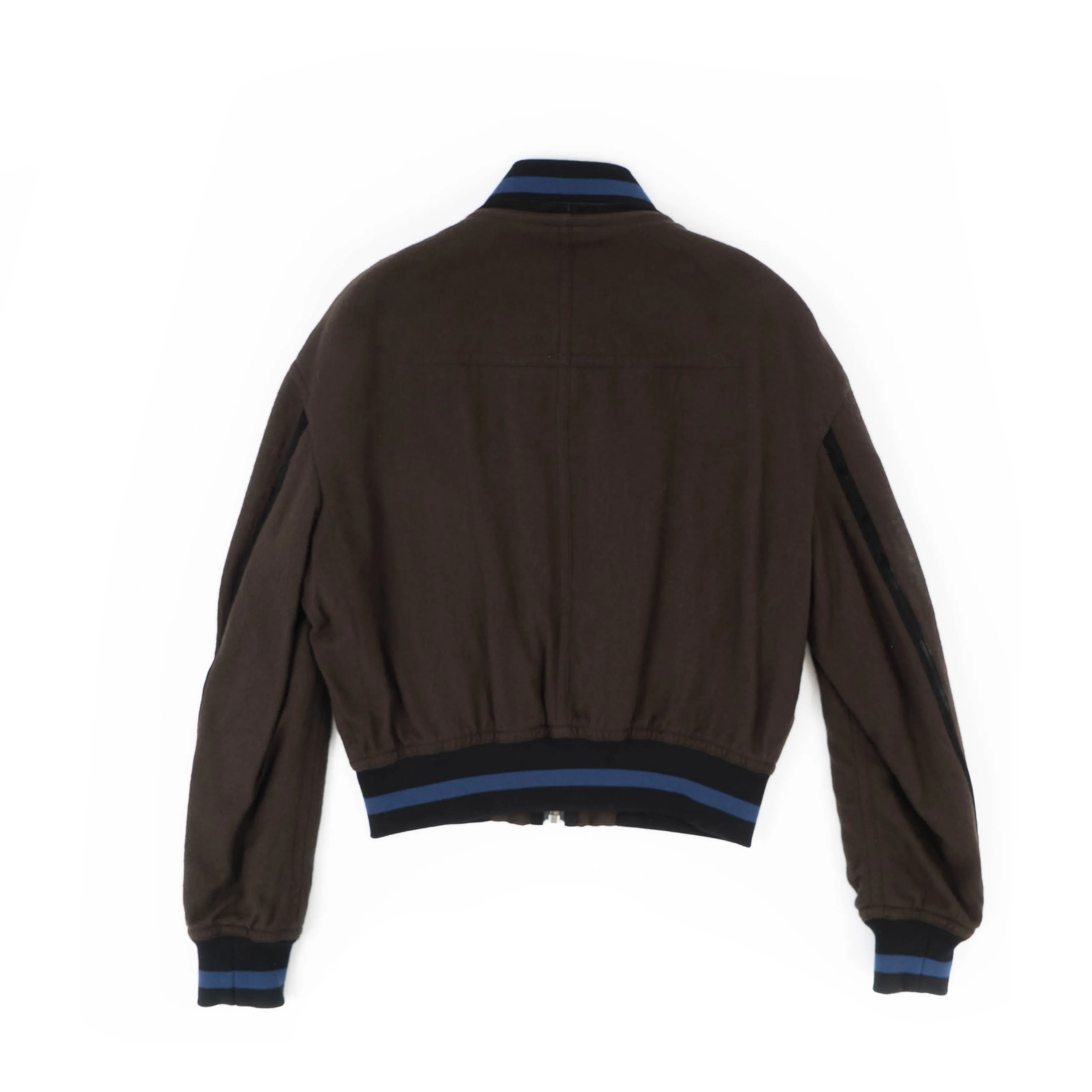 FW17 Cropped Leather Patch Wool Bomber