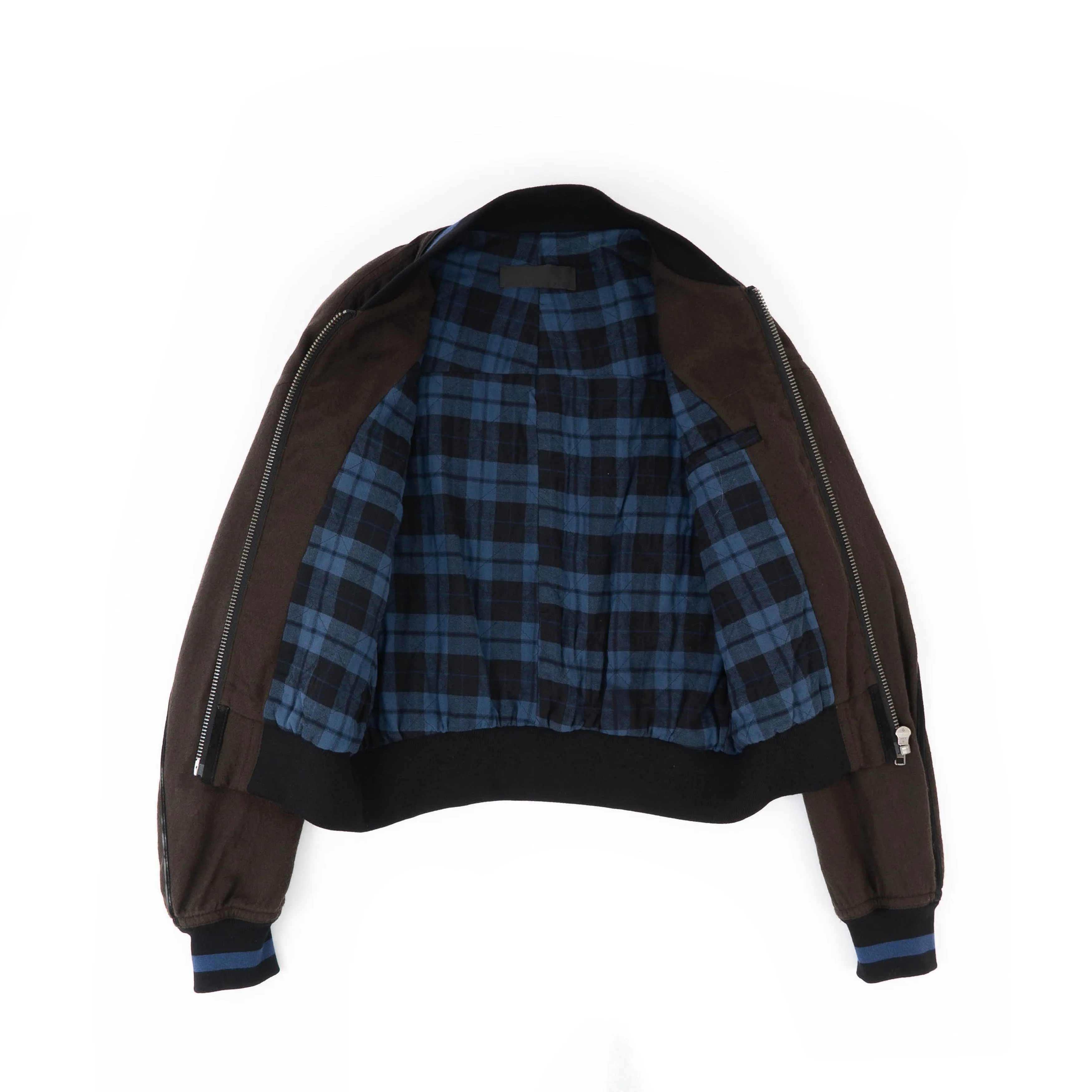 FW17 Cropped Leather Patch Wool Bomber