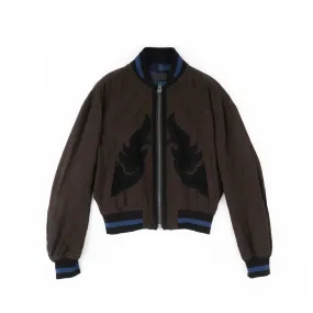 FW17 Cropped Leather Patch Wool Bomber