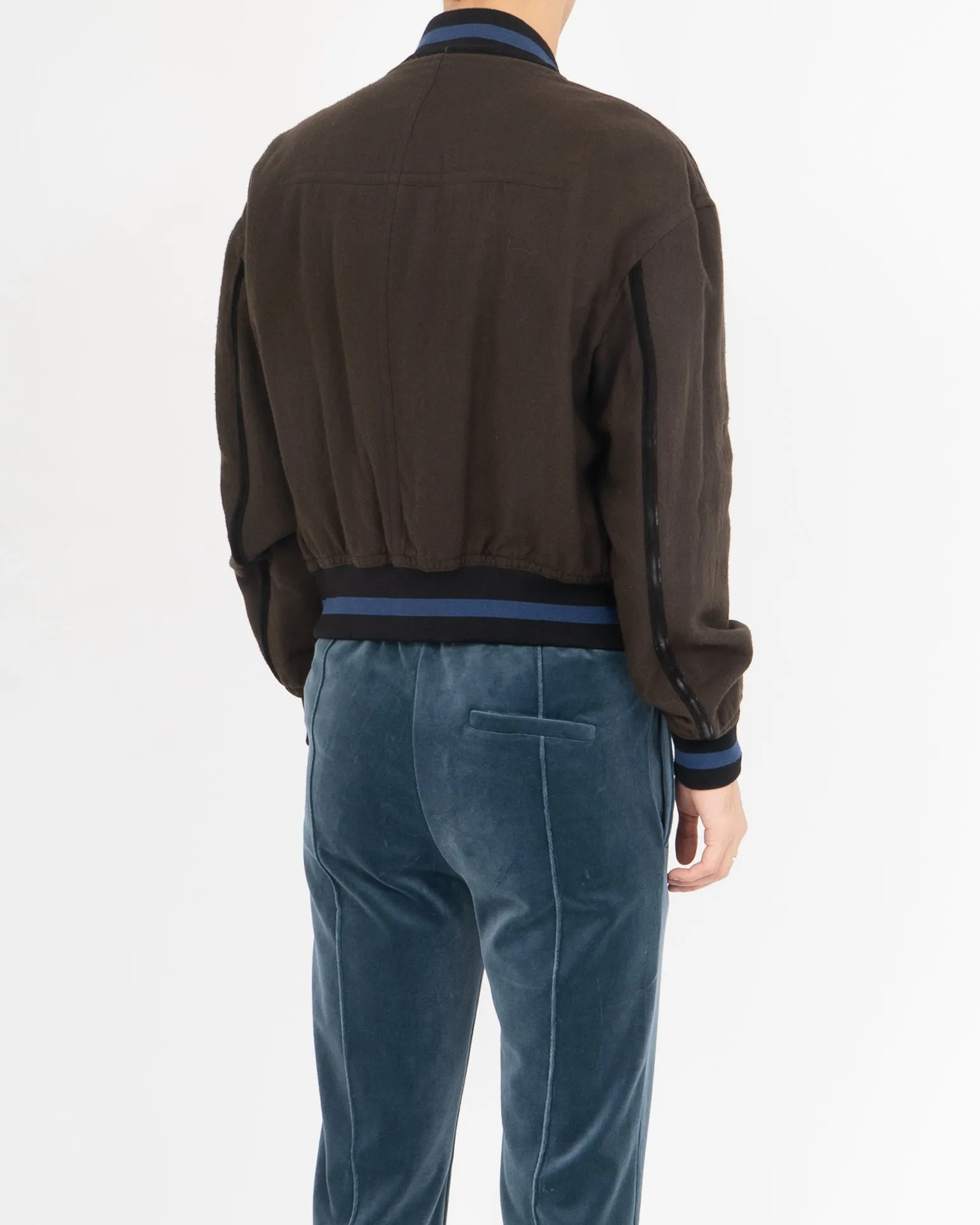 FW17 Cropped Leather Patch Wool Bomber