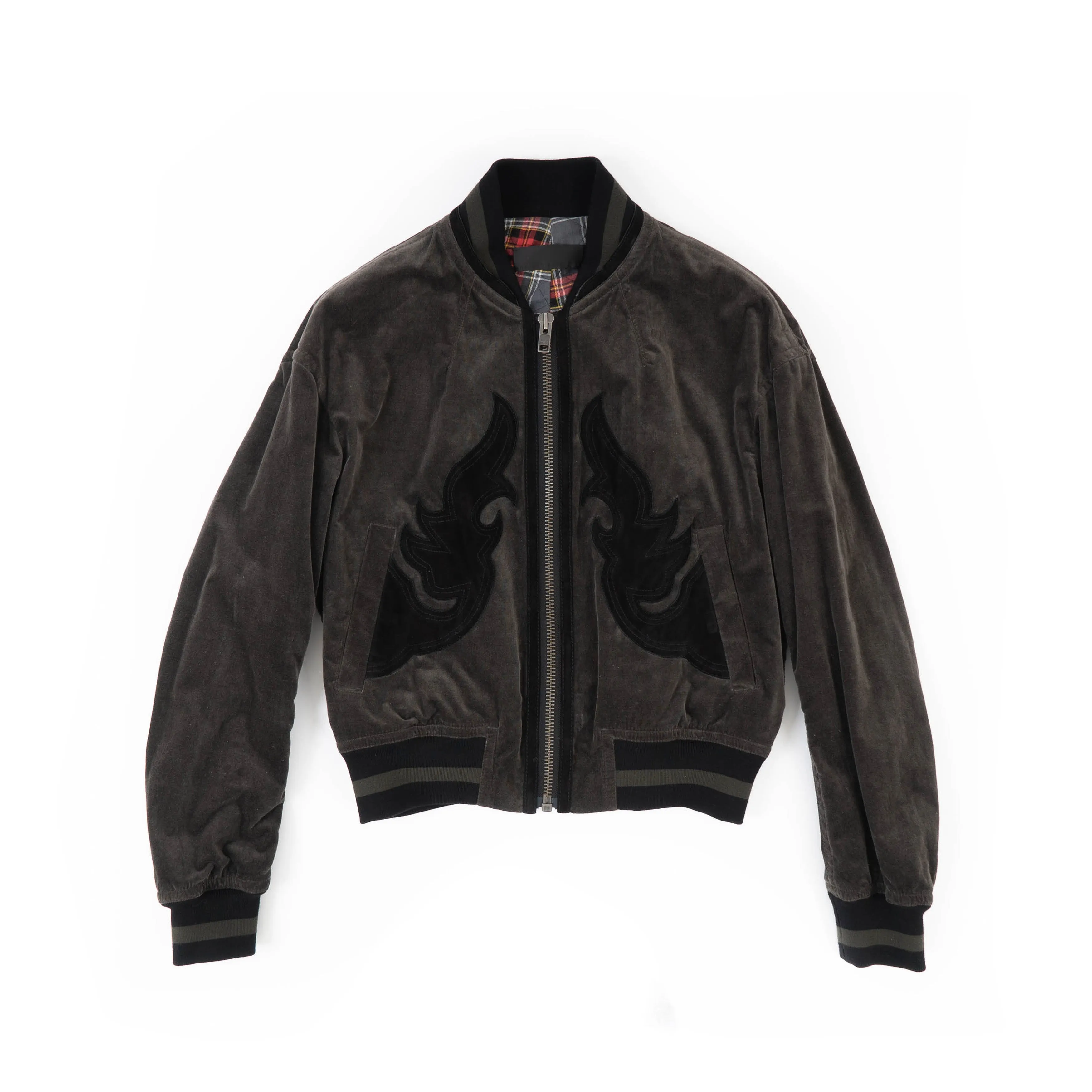 FW17 Tribal Leather Patch Velvet Bomber