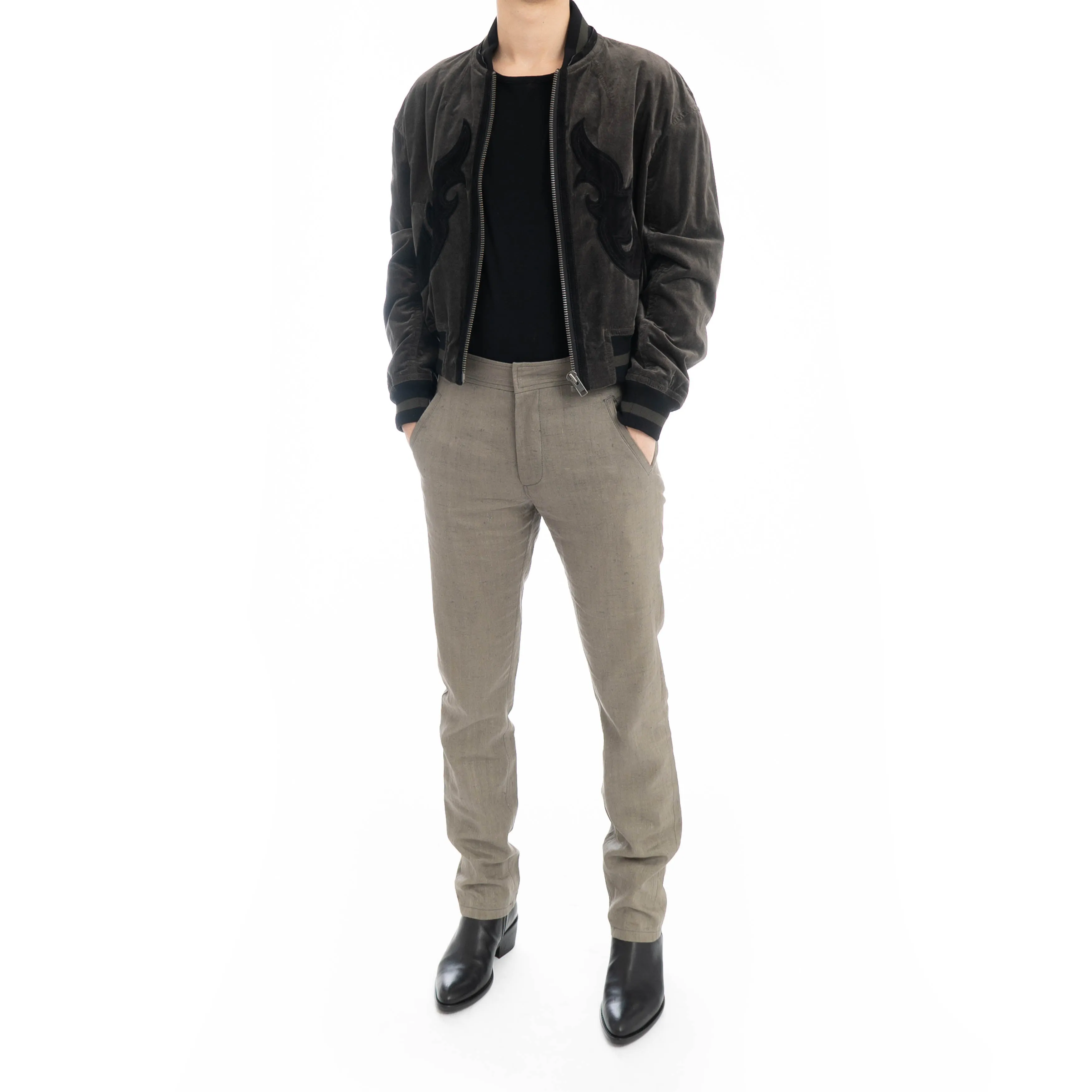FW17 Tribal Leather Patch Velvet Bomber