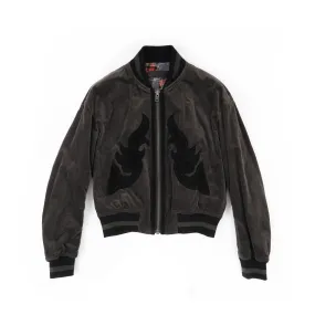 FW17 Tribal Leather Patch Velvet Bomber