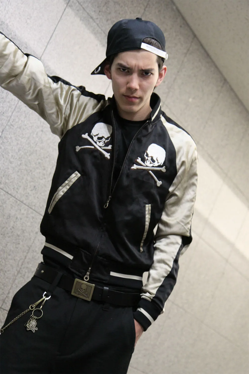 MASTERMIND JAPAN for "CROWS ZERO II" Theater8 Black-Gold Silk Jacket Size L