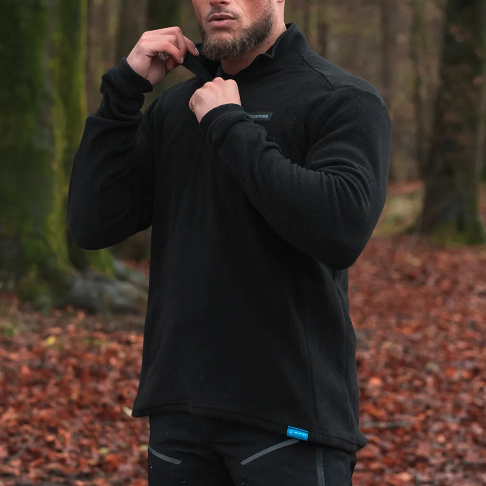 Oxford Advanced Micro Fleece 1/2 Neck Top Black