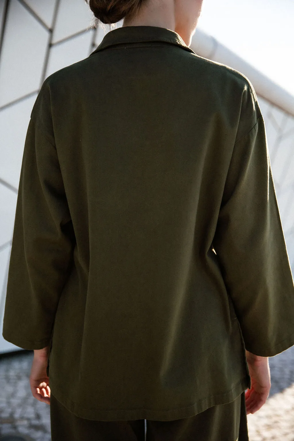 Painters Oversized Shirt Jacket - Dark Moss