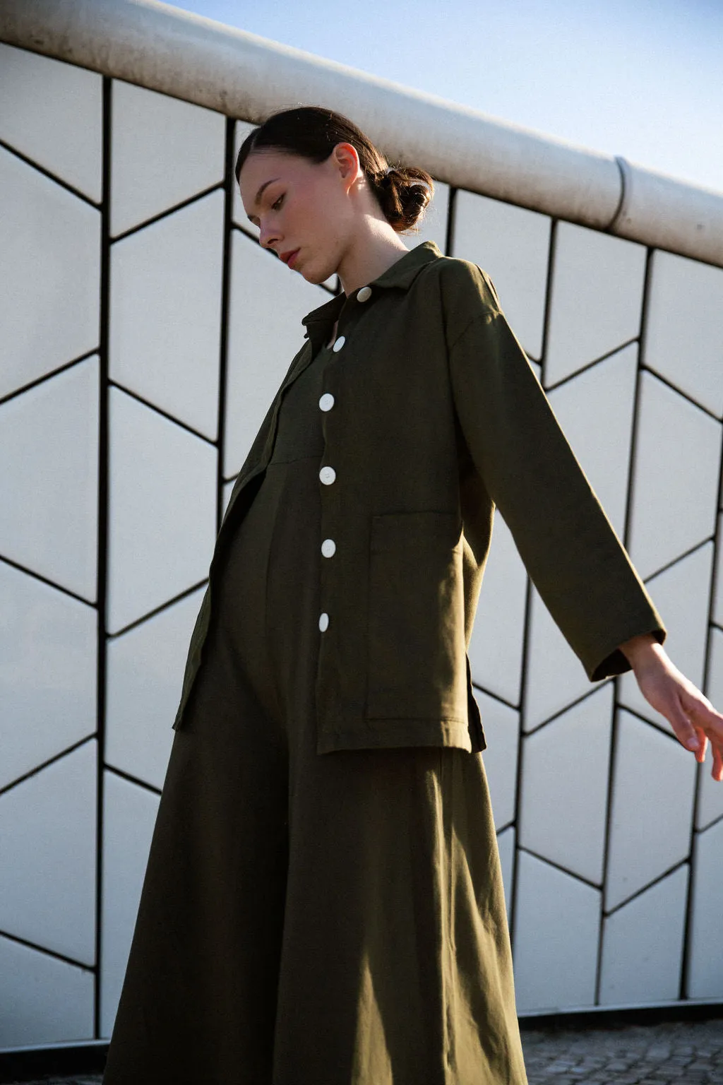 Painters Oversized Shirt Jacket - Dark Moss