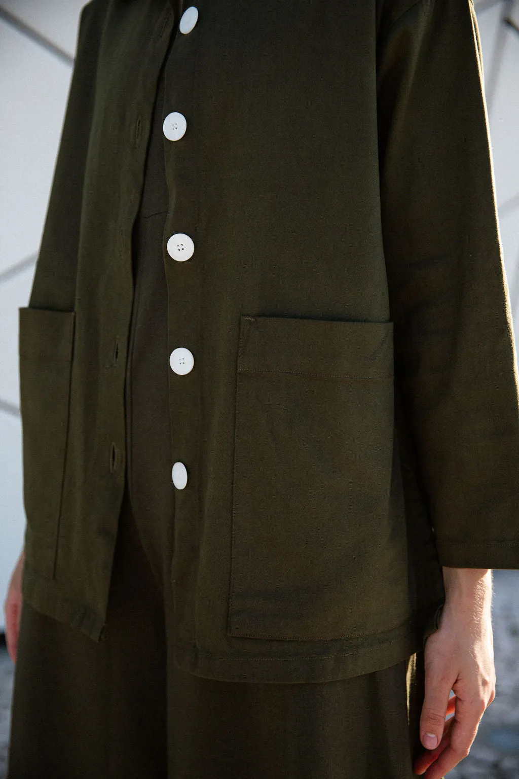 Painters Oversized Shirt Jacket - Dark Moss