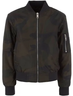 Reyes Camouflage Print Bomber Jacket in Khaki