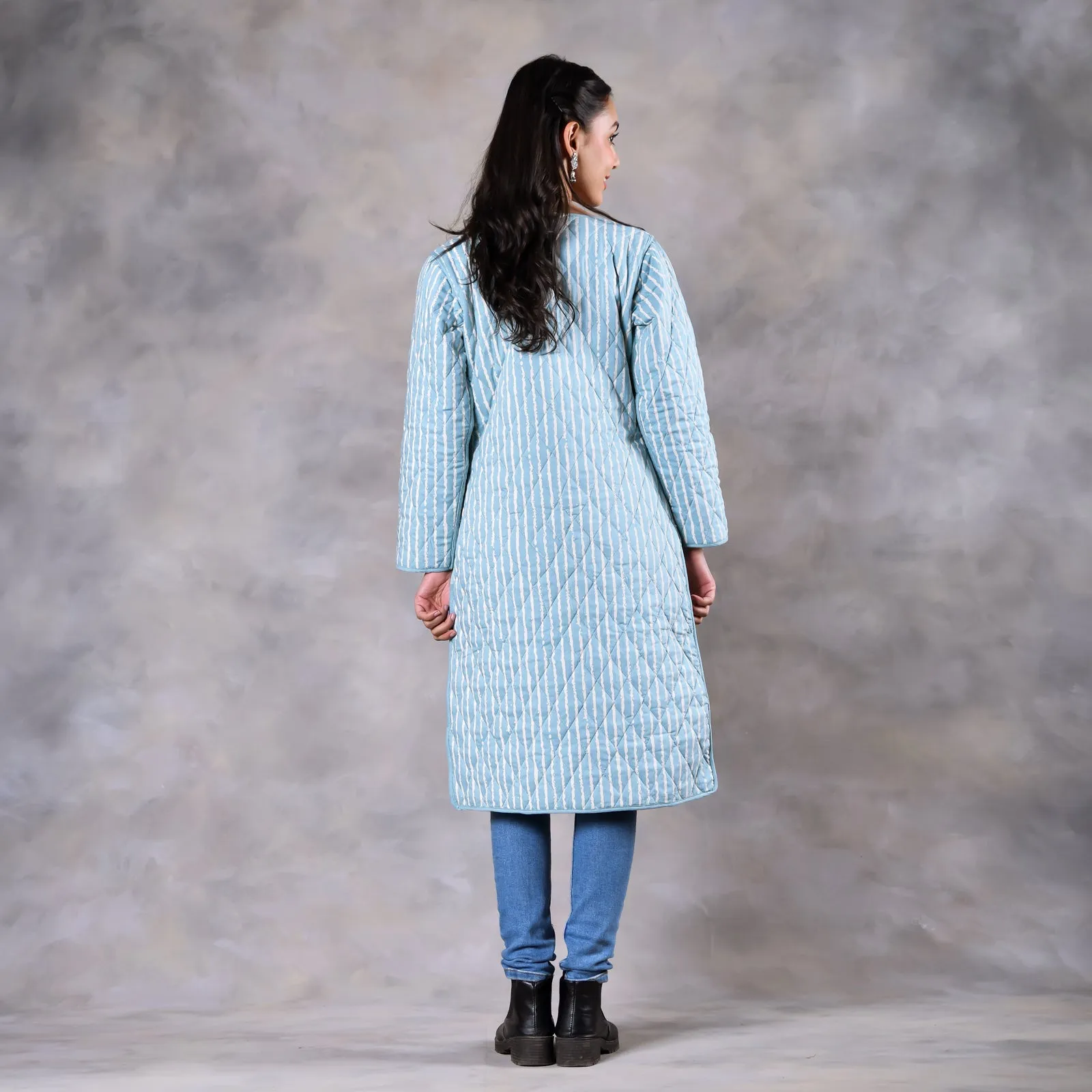 Snowdrop Powder Blue Reversible Quilted Jacket