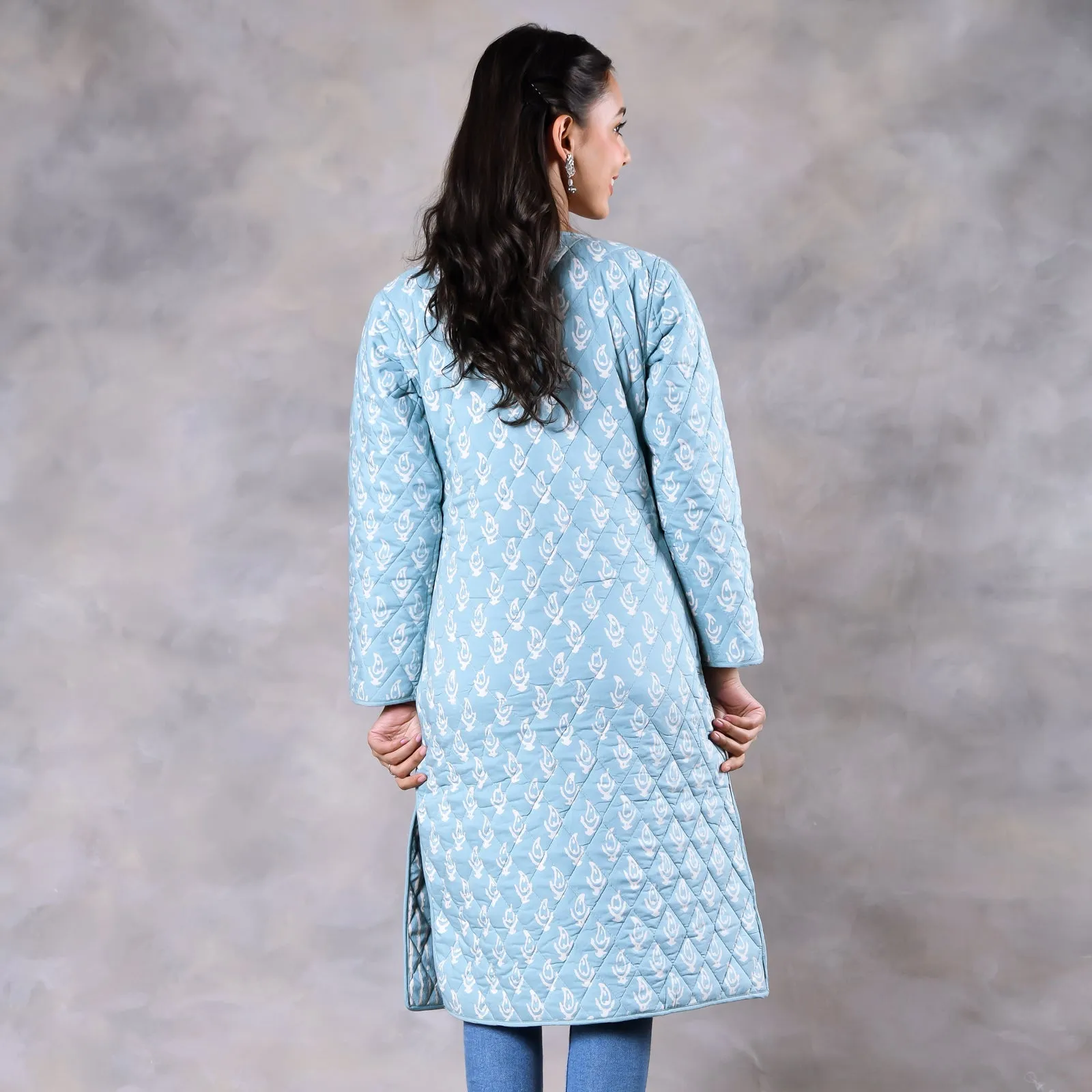 Snowdrop Powder Blue Reversible Quilted Jacket