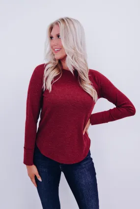 Toni Textured Long Sleeve Top - Maroon