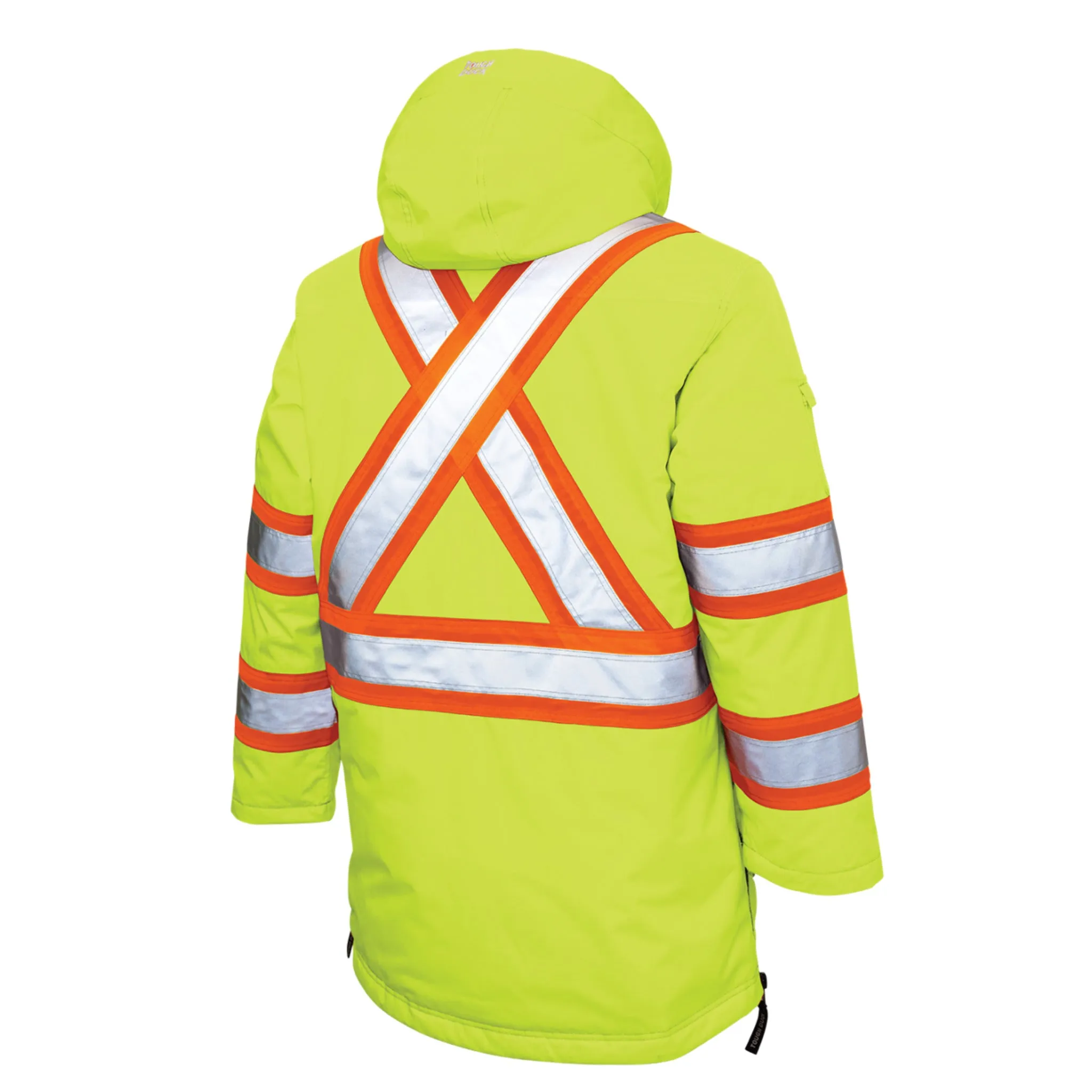 Tough Duck Men's Hi Vis Safety Parka SJ39 - Poly 300D Ripstop, Down Filled, Waterproof, Reflective, PU Membrane, Warm, Durable, Winter-Ready, Heavy Duty | Sizes XS-5XL