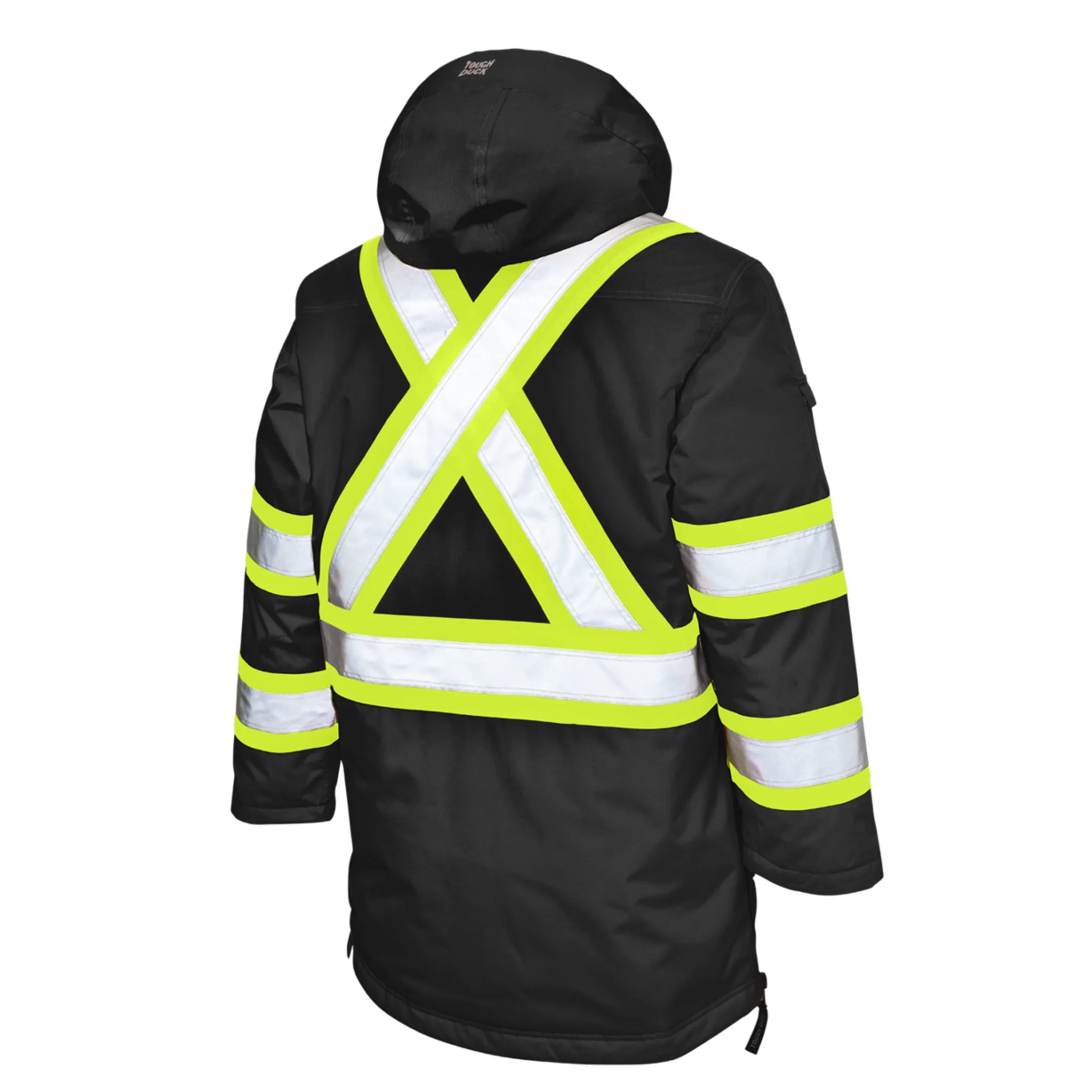 Tough Duck Men's Hi Vis Safety Parka SJ39 - Poly 300D Ripstop, Down Filled, Waterproof, Reflective, PU Membrane, Warm, Durable, Winter-Ready, Heavy Duty | Sizes XS-5XL