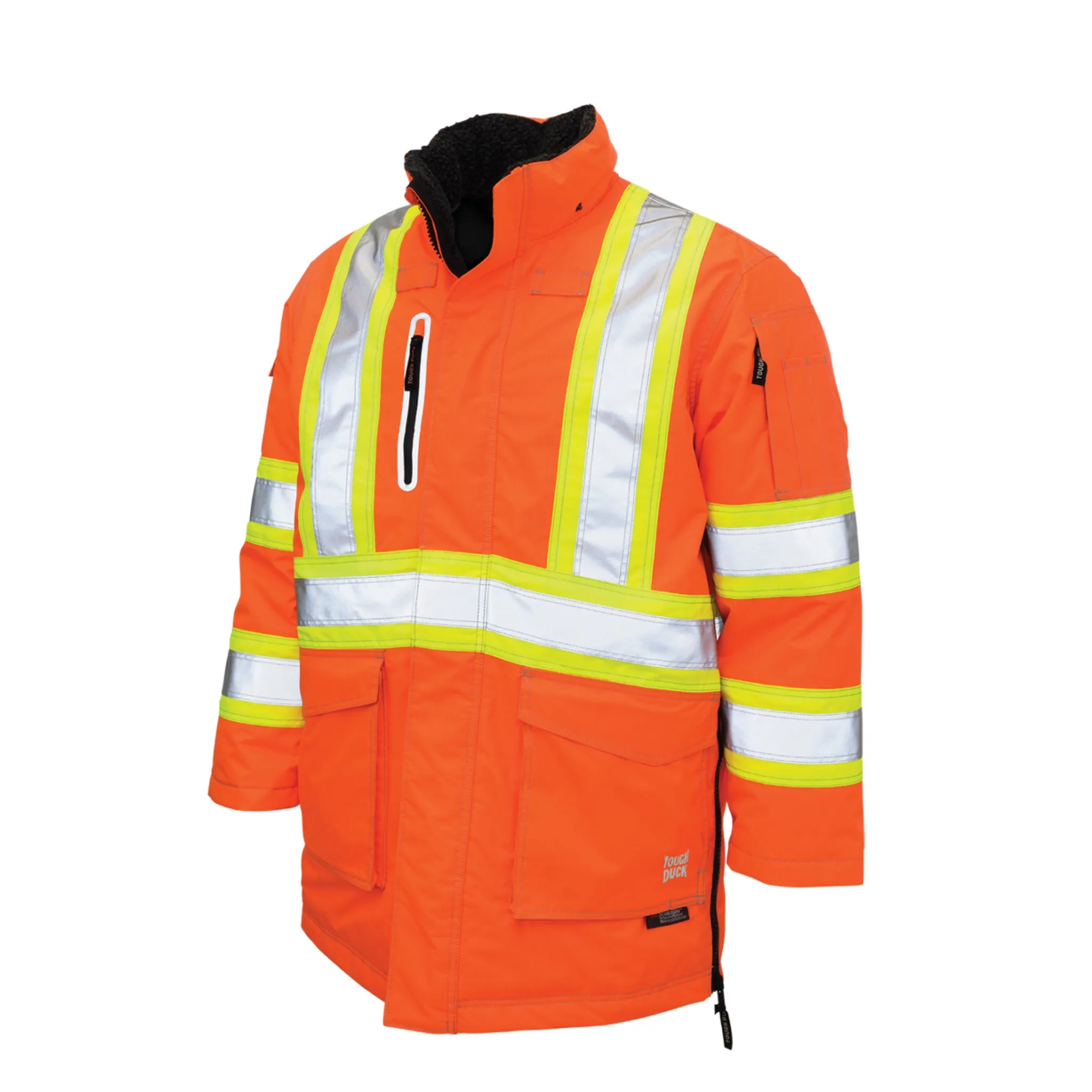 Tough Duck Men's Hi Vis Safety Parka SJ39 - Poly 300D Ripstop, Down Filled, Waterproof, Reflective, PU Membrane, Warm, Durable, Winter-Ready, Heavy Duty | Sizes XS-5XL