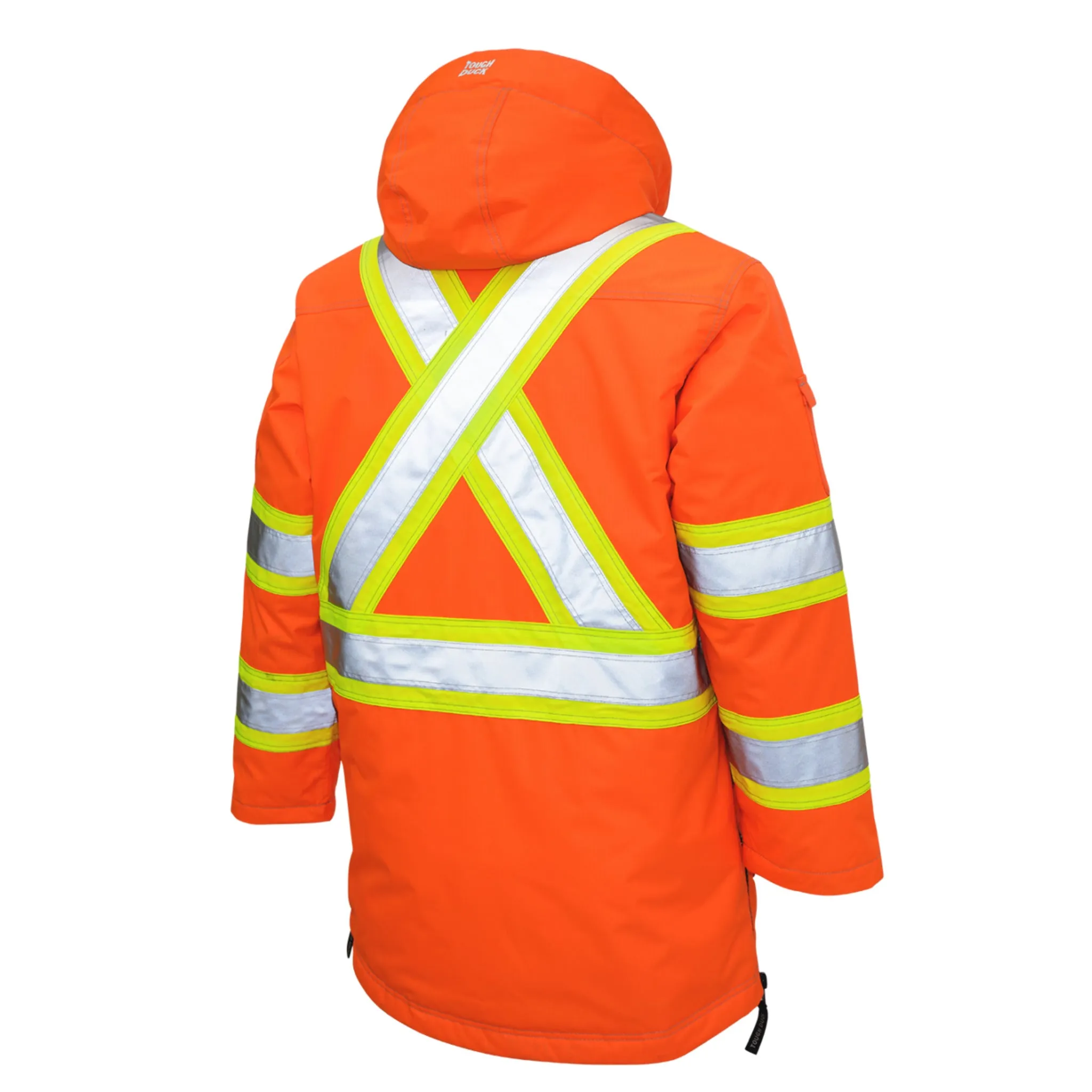 Tough Duck Men's Hi Vis Safety Parka SJ39 - Poly 300D Ripstop, Down Filled, Waterproof, Reflective, PU Membrane, Warm, Durable, Winter-Ready, Heavy Duty | Sizes XS-5XL