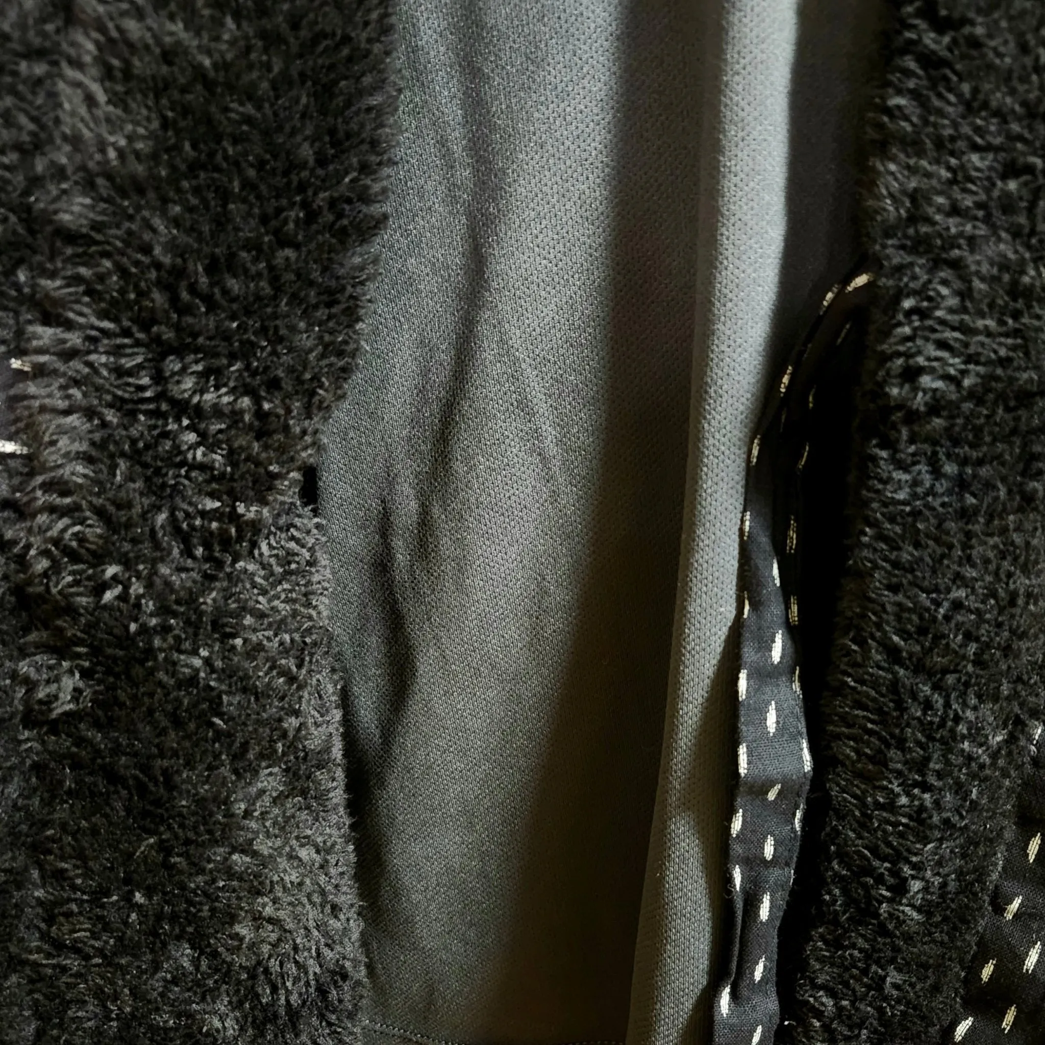 Traditional Japanese Hanten coat (unisex) - boa fleece lined Black white lines