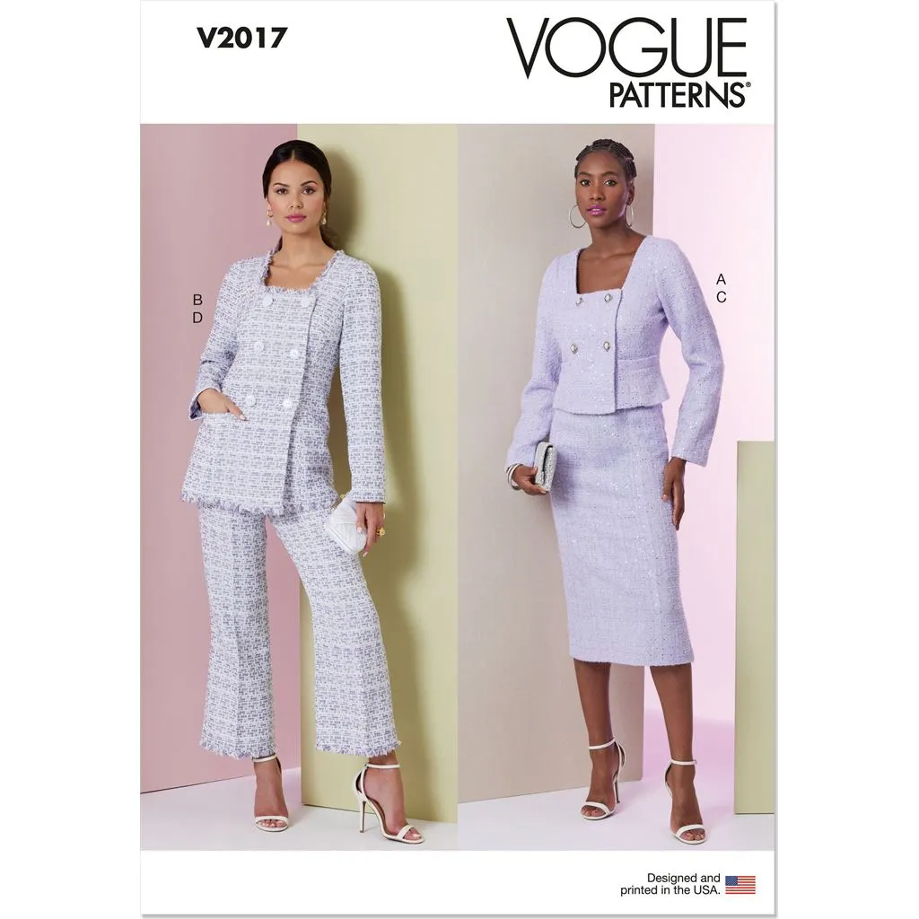 Vogue Pattern V2017 Misses' Jacket in Two Lengths, Skirt and Pants