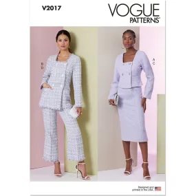 Vogue Pattern V2017 Misses' Jacket in Two Lengths, Skirt and Pants