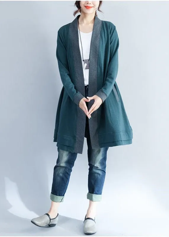 warm blue knit jacket plus size clothing long sleeve tops