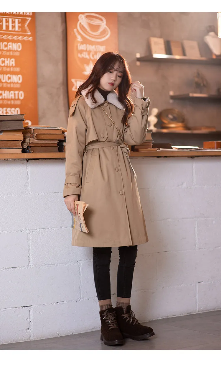 Wjczt 2022 Winter Parkas For Women Fur Collar Warm Mid Calf Belt Elegant Streetwear Warm Female Overcoats MX20D7394